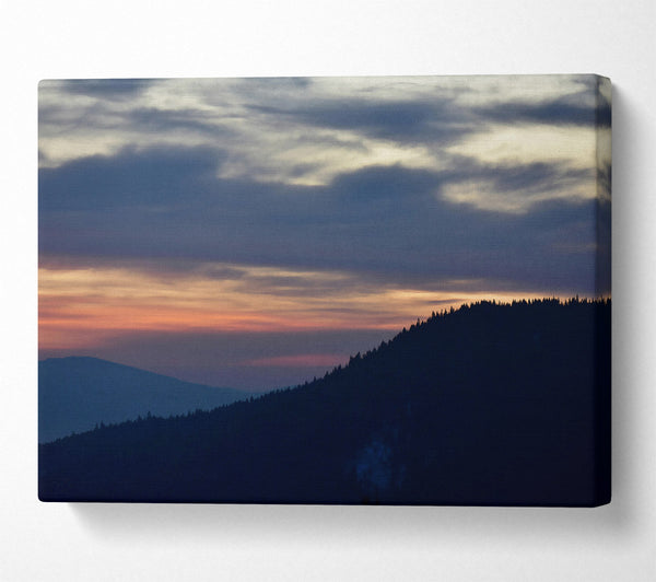  A Canvas Print of Crimson Mountain Silhouette Canvas Print