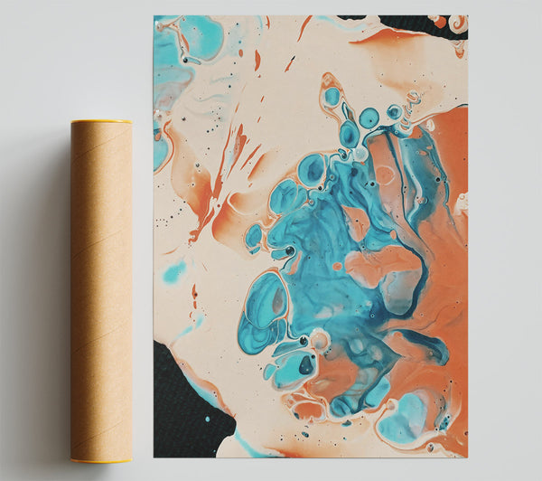 Peachy Blue Abstract Print