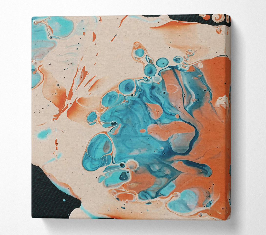  A Canvas Print of Peachy Blue Abstract Canvas Art