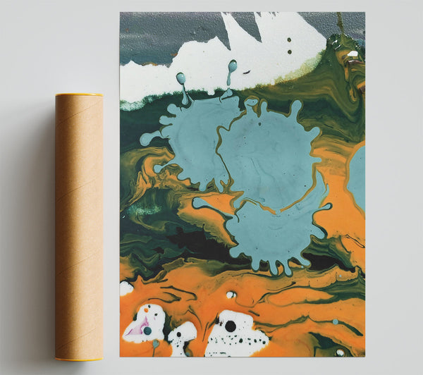Teal Swirls And Blooms Poster