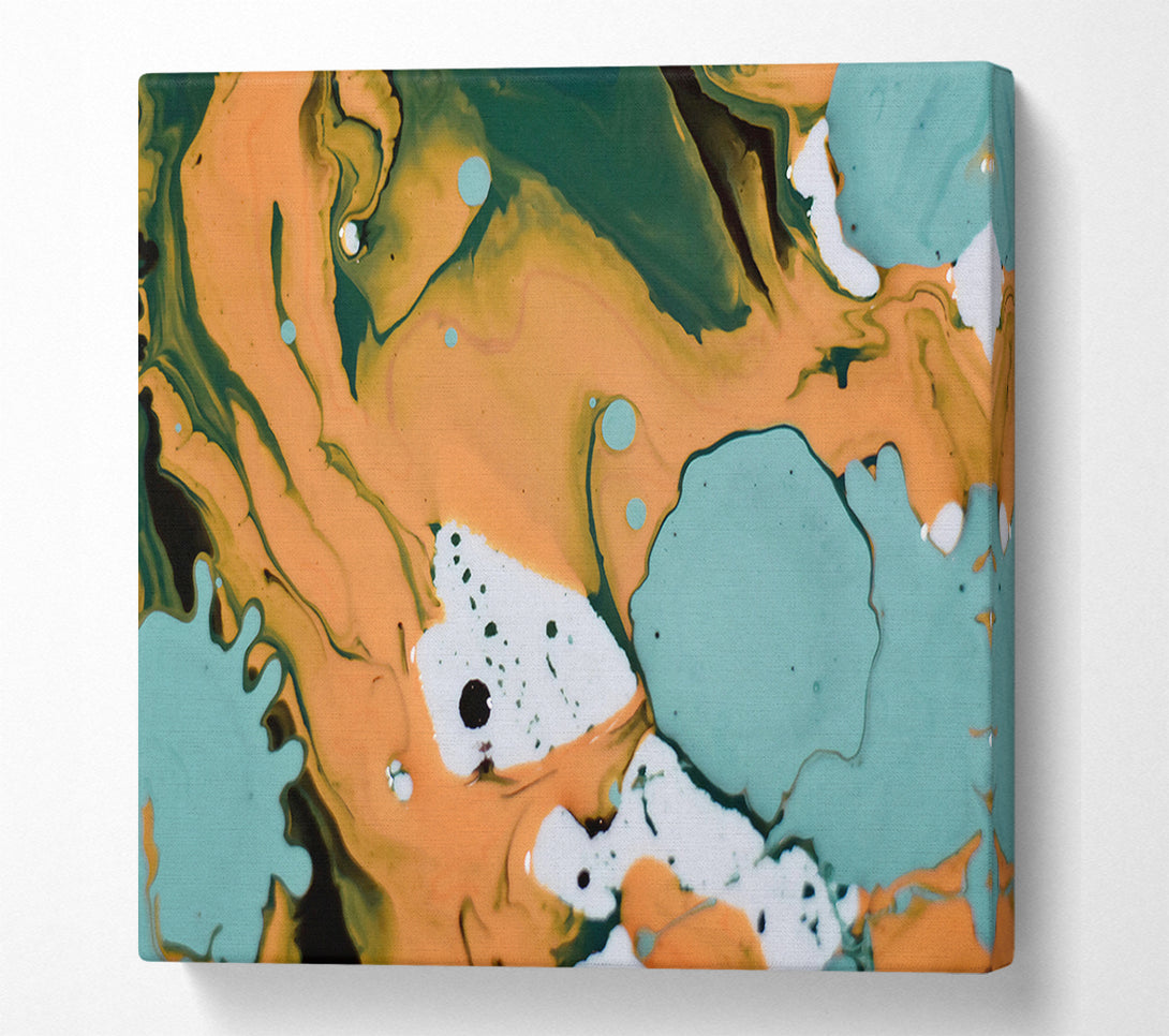  A Canvas Print of Teal Swirls And Drips Canvas Wall Art