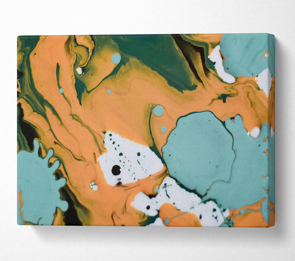  A Canvas Print of Teal Swirls And Drips Canvas Wall Art