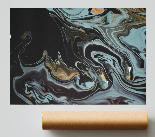 Teal Swirls And Shadows Print