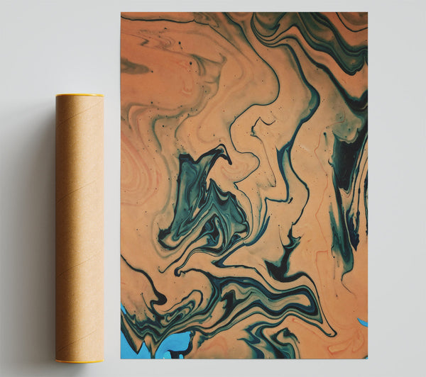 Peach Swirls And Lines Print