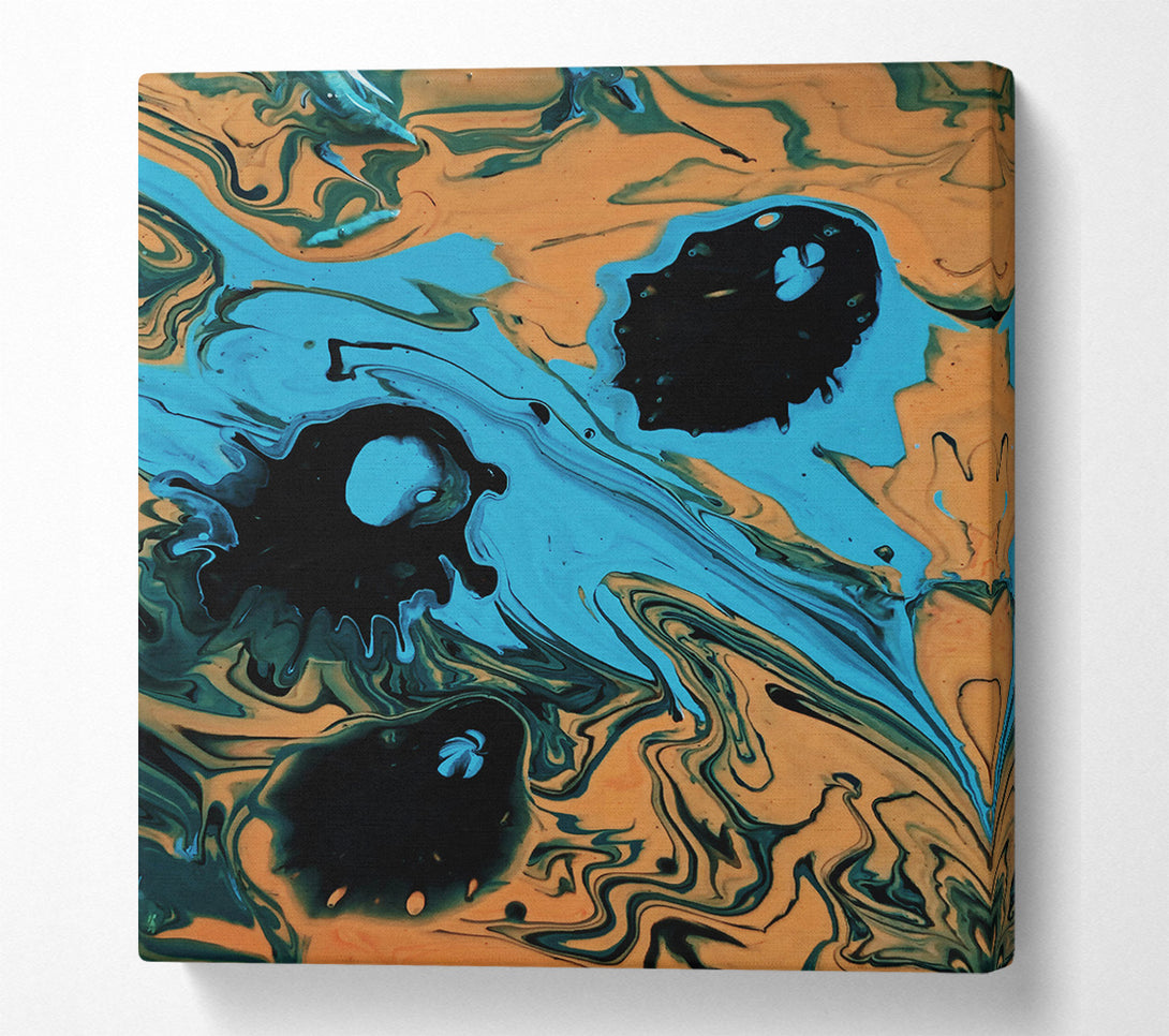  A Canvas Print of Azure Swirls And Black Canvas Wall Art
