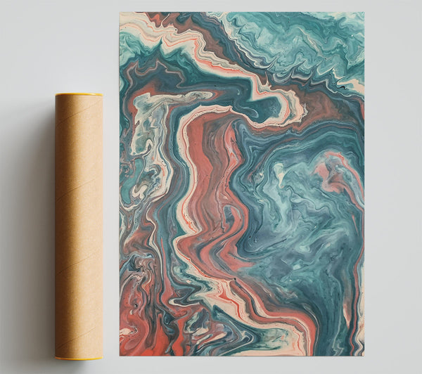 Teal Swirls And Flow Poster