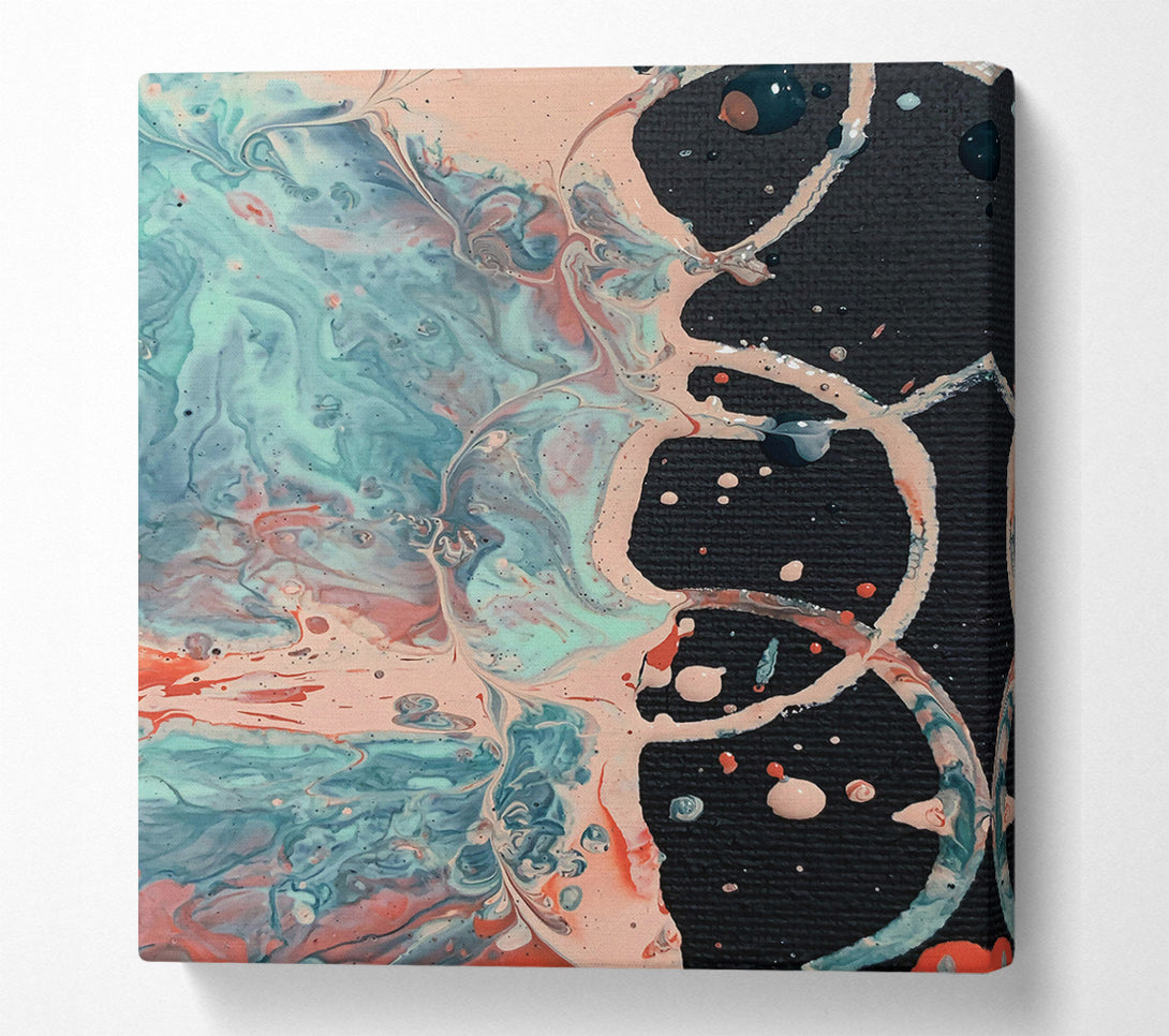  A Canvas Print of Peach And Teal Swirls Canvas Print
