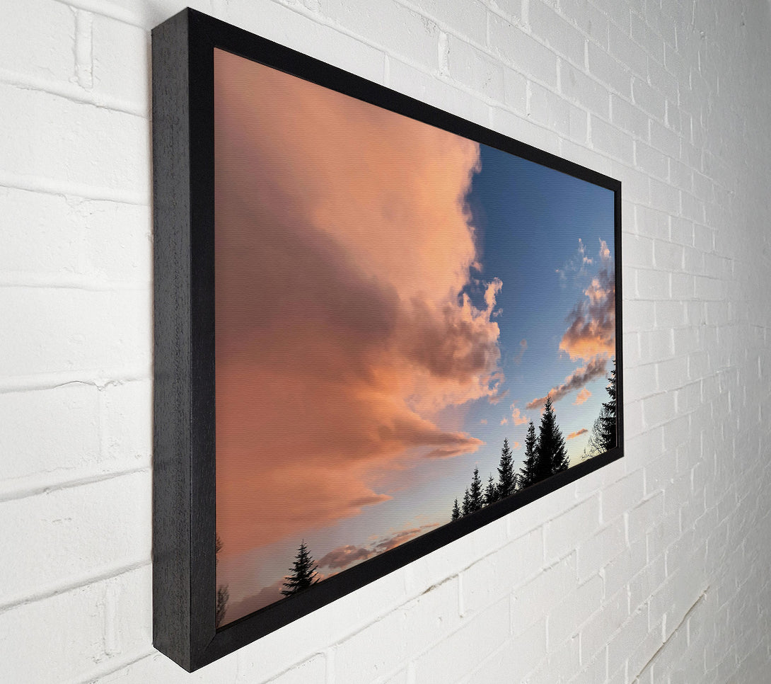  A Canvas Print of Peachy Sky Silhouettes Canvas Art