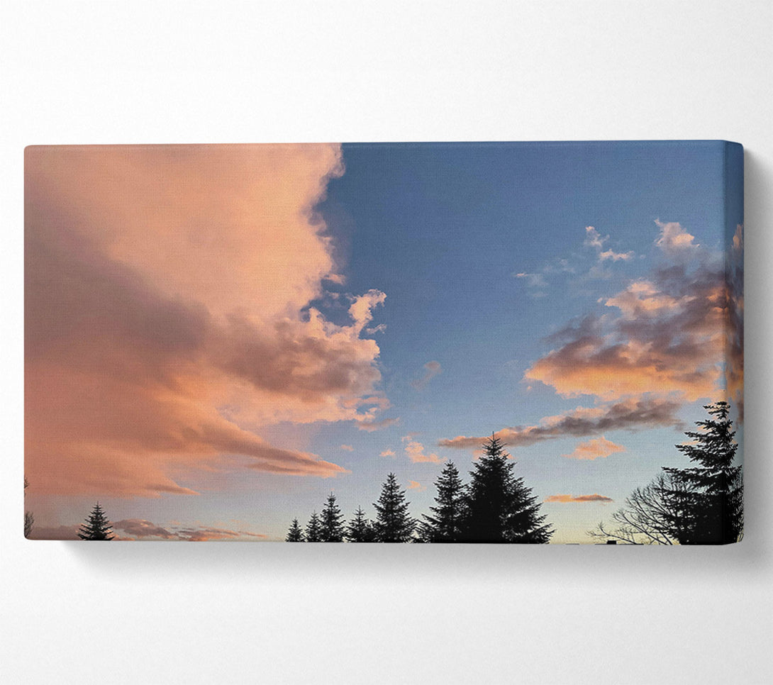 A Canvas Print of Peachy Sky Silhouettes Canvas Art