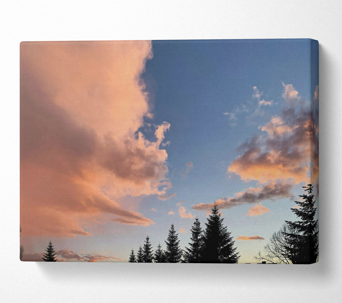  A Canvas Print of Peachy Sky Silhouettes Canvas Art