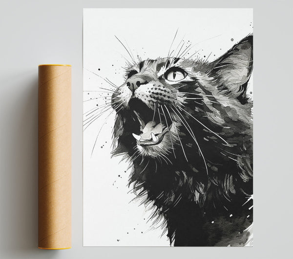 Meow Cat Watercolour Print