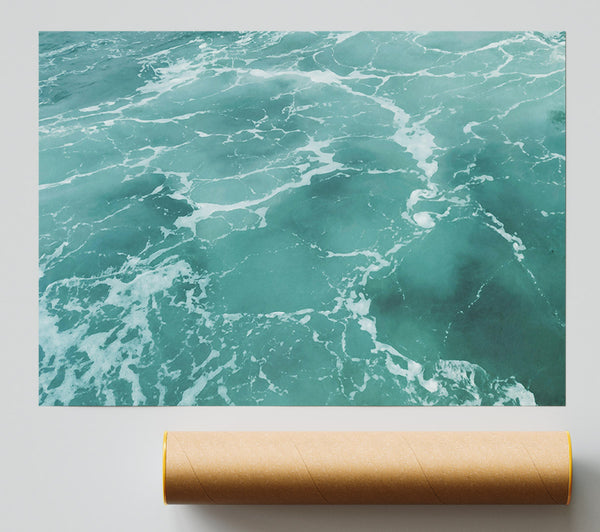 Turquoise Ocean Foam Print