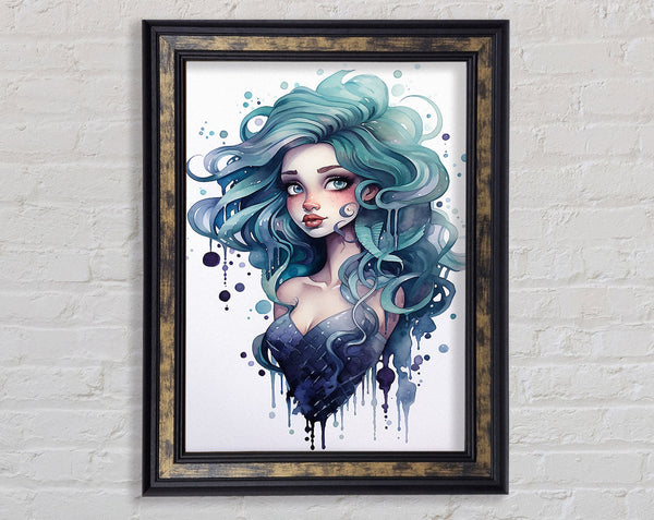 Mermaid Watercolour Framed Print