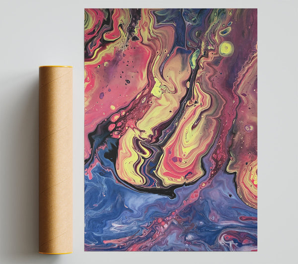 Electric Blue Swirls Print