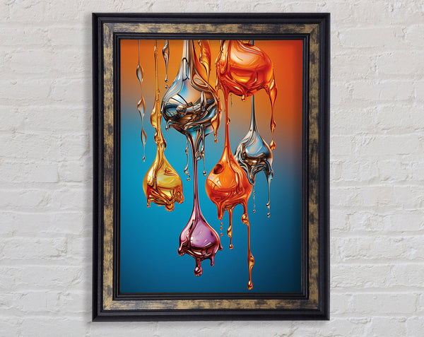 Metallic Drops Framed Print