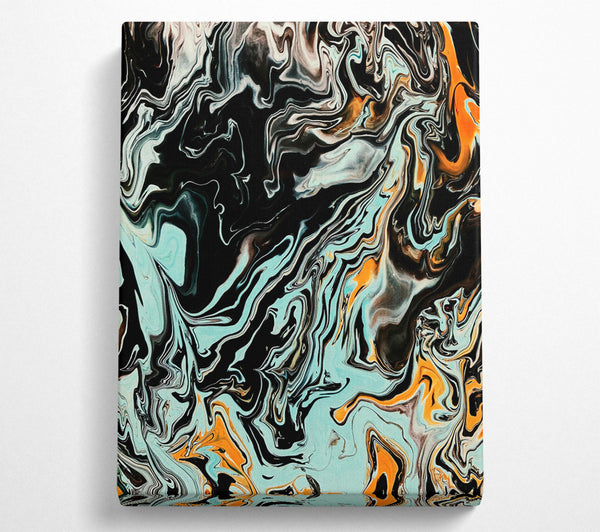  A Canvas Print of Aqua Black Swirls Canvas Print