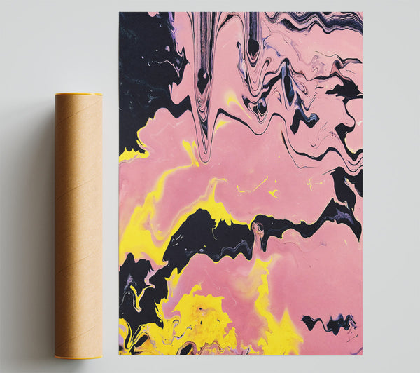 Blush And Black Swirl Print