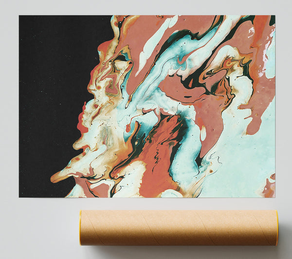 Teal And Peach Swirls Giclee Print