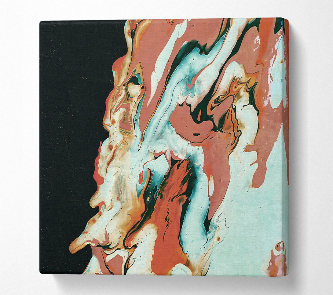  A Canvas Print of Teal And Peach Swirls Canvas Wall Art