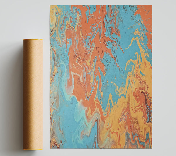 Aqua Swirls And Hues Print