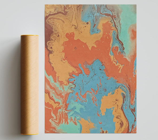 Blue Swirls Of Terracotta Giclee Print