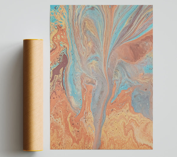 Peachy Aqua Swirl Poster