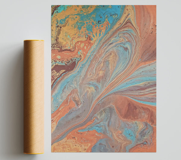 Orange Liquid Flow Print