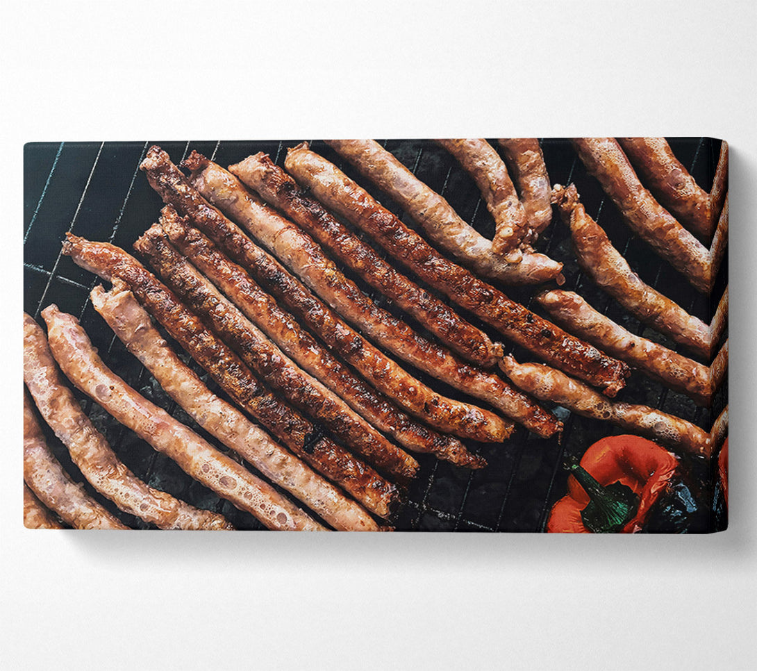  A Canvas Print of Golden Brown Sausages Canvas Art