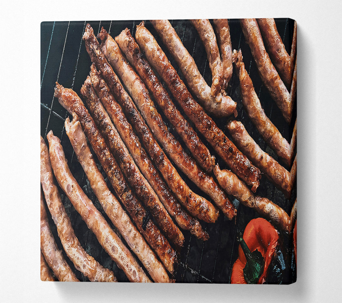  A Canvas Print of Golden Brown Sausages Canvas Art
