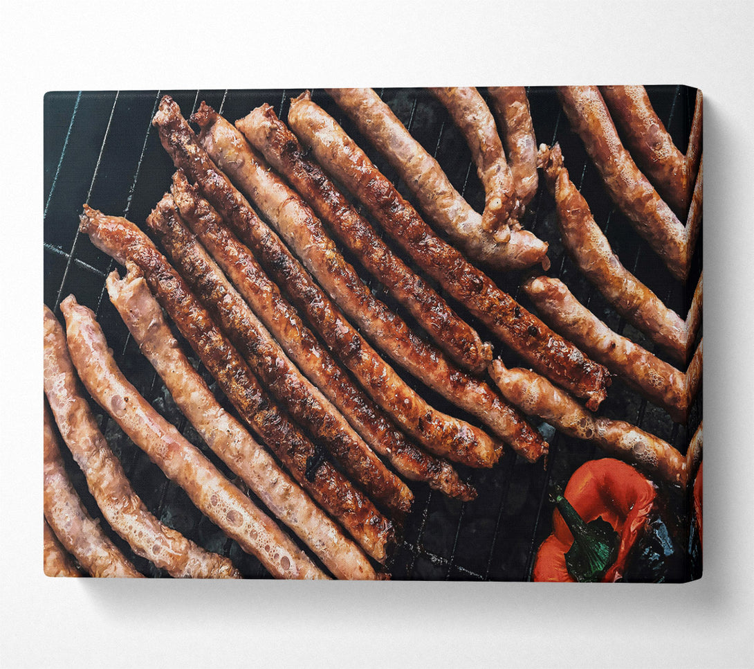  A Canvas Print of Golden Brown Sausages Canvas Art
