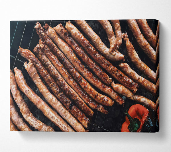  A Canvas Print of Golden Brown Sausages Canvas Art