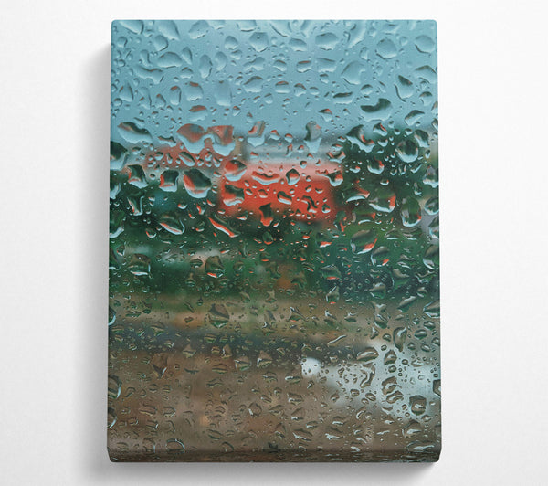  A Canvas Print of Red Raindrops On Glass Canvas Art