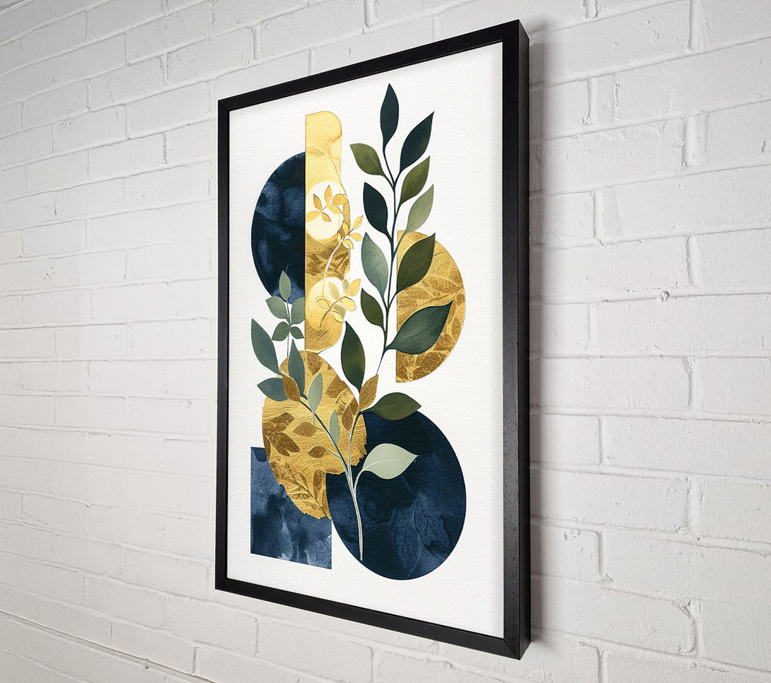  A Canvas Print of Modern Art Leaf And Circles Canvas Wall Art