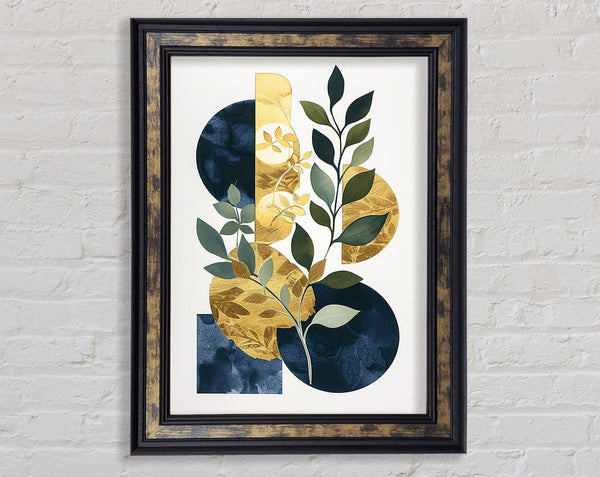 Modern Art Leaf And Circles Framed Print
