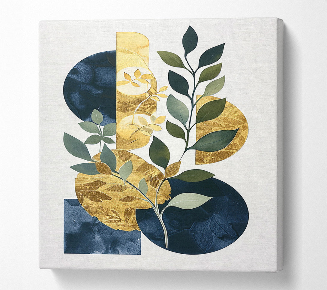  A Canvas Print of Modern Art Leaf And Circles Canvas Wall Art