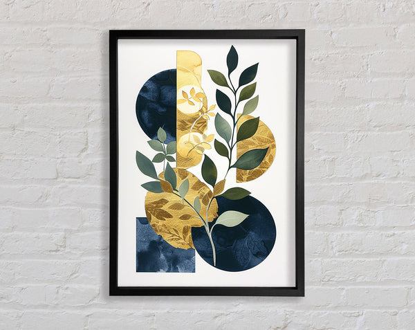 Modern Art Leaf And Circles Framed Print
