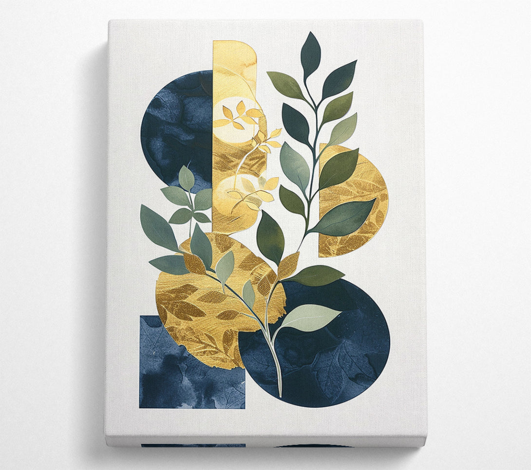  A Canvas Print of Modern Art Leaf And Circles Canvas Wall Art