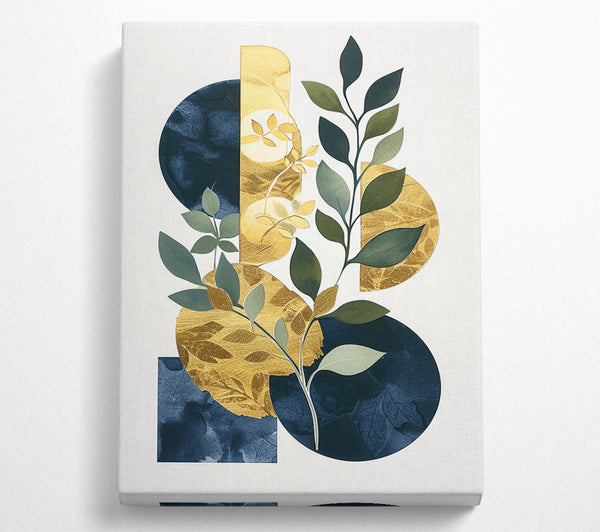  A Canvas Print of Modern Art Leaf And Circles Canvas Wall Art