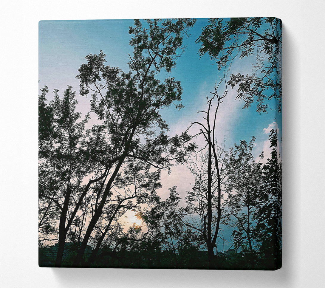  A Canvas Print of Azure Twilight Silhouettes Canvas Art