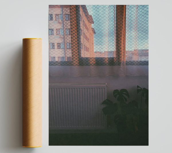 Pale Orange Windowpane Poster