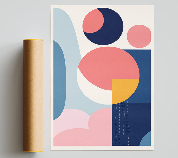 Modern Pink And Blue Shapes Poster