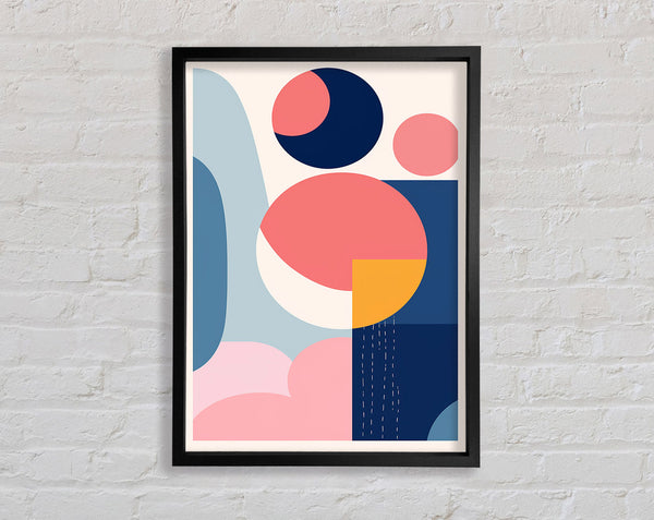 Modern Pink And Blue Shapes Framed Print