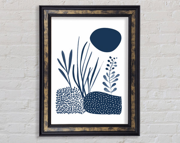Modern Shapes In Blue Framed Print
