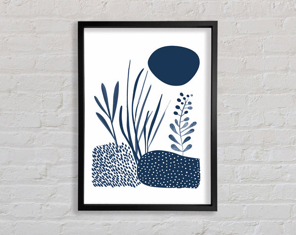 Modern Shapes In Blue Framed Print