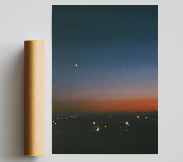 Orange Twilight Moon Giclee Print