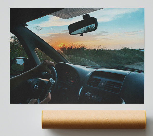 Orange Sunset Drive Poster