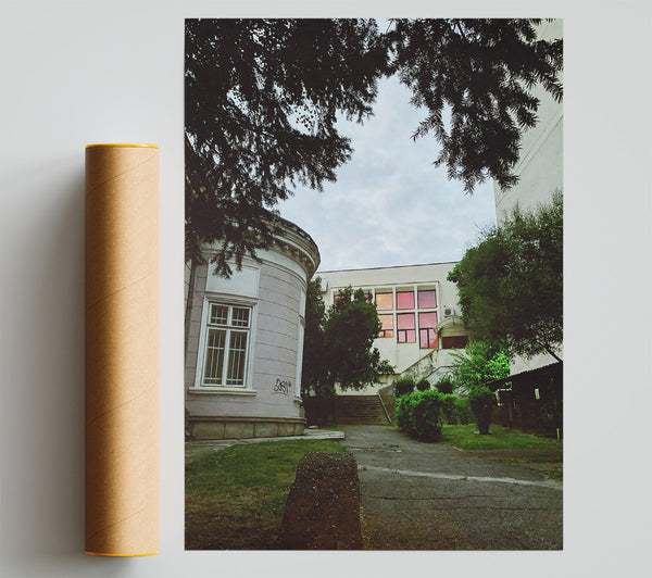 Pink Sunset Steps Poster