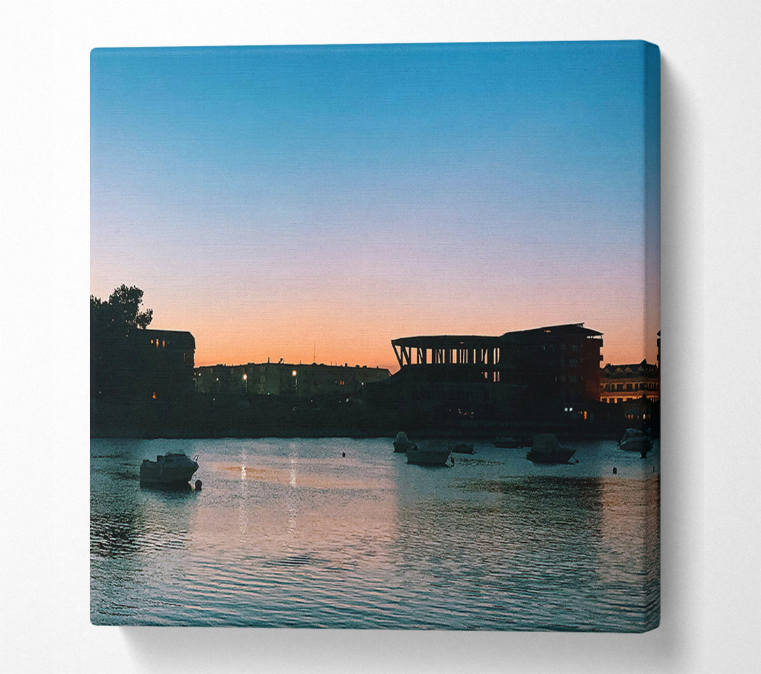  A Canvas Print of Orange Sunset Harbor Canvas Art