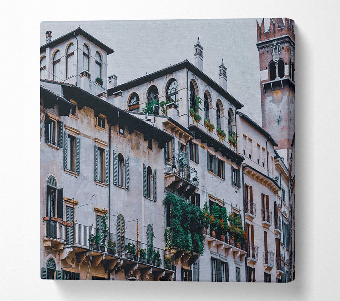  A Canvas Print of Pale Italian Balconies Canvas Art