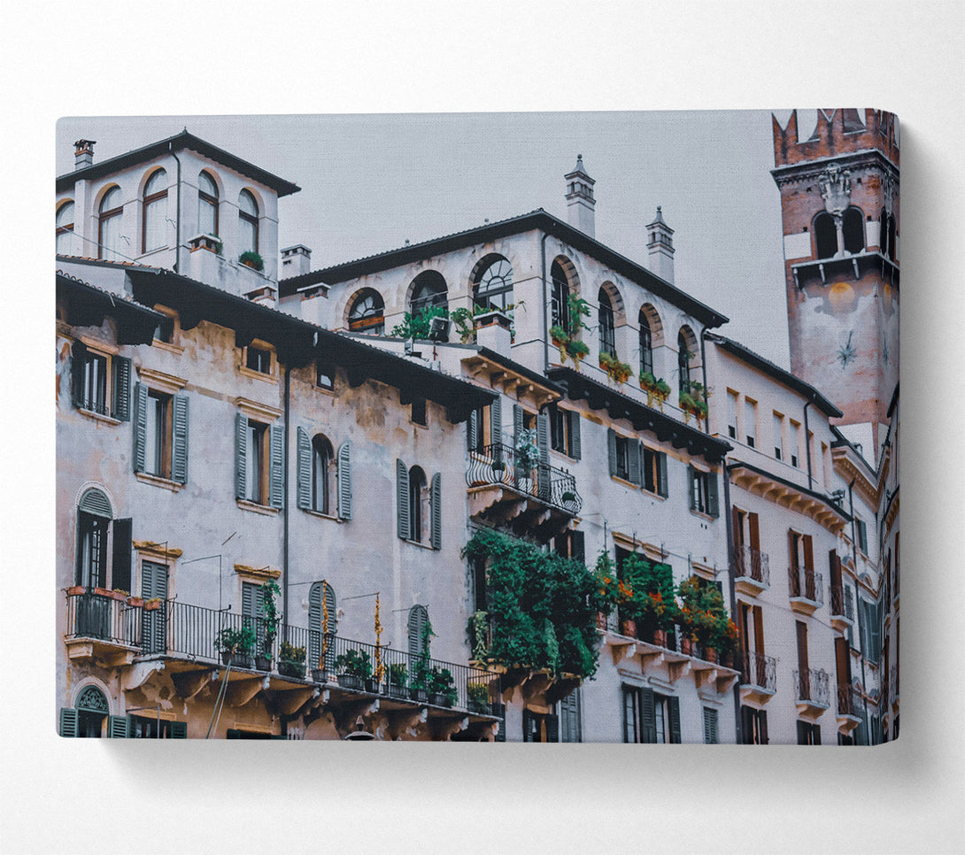  A Canvas Print of Pale Italian Balconies Canvas Art